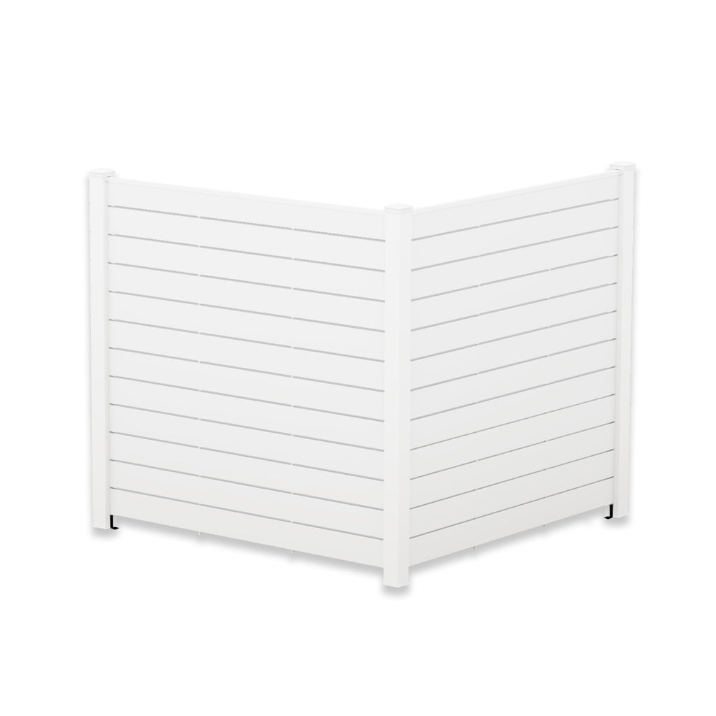 Kozyard 50" W x 48" H Outdoor Privacy Screens Aluminum Post, Air Conditioner Fence Panels, Pool Equipment Enclosure, Trash Can Screens Fence Kit for Outside Backyard Patio(Black/4Panels)