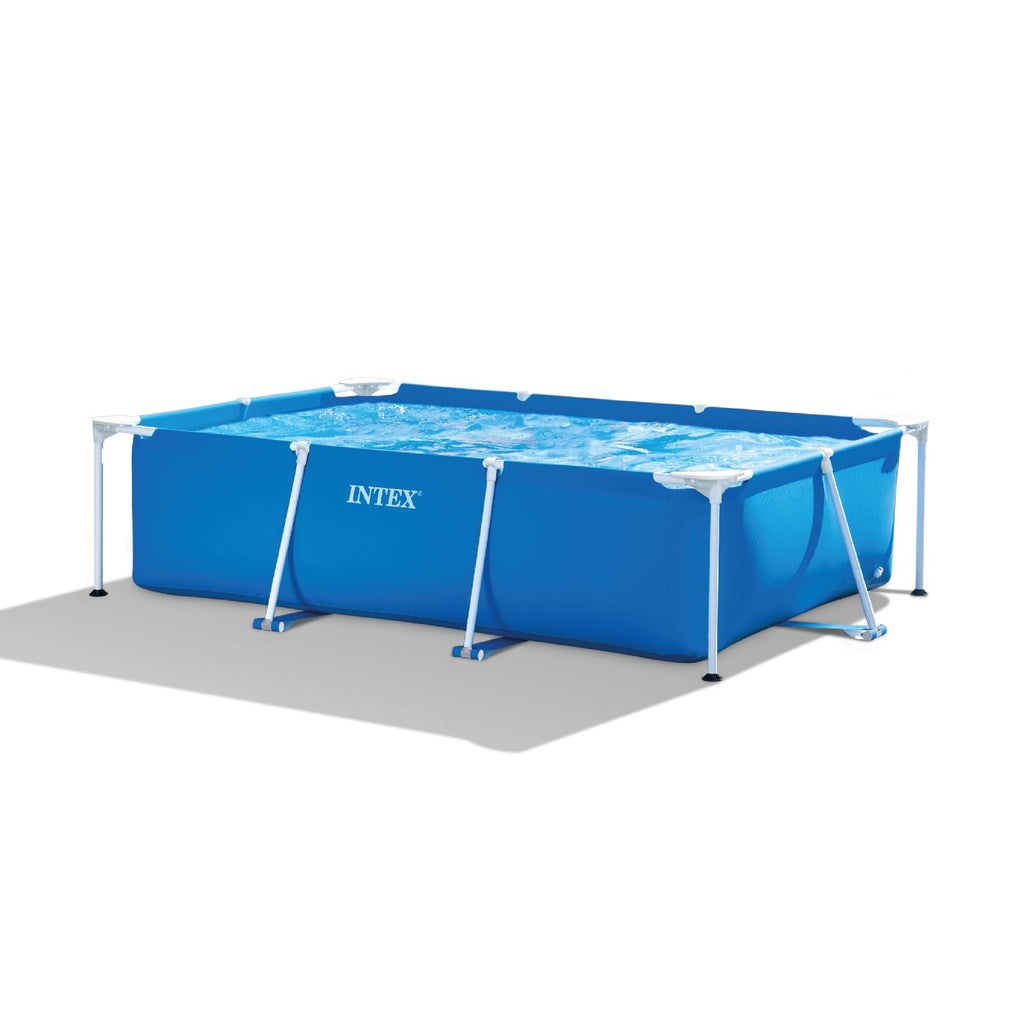 INTEX Rectangular Frame 9 ft 10 in x 6 ft 6.75 in x 29.5 in Above Ground Pool, Swimming Pool with Steel Frame, Pump Not Included
