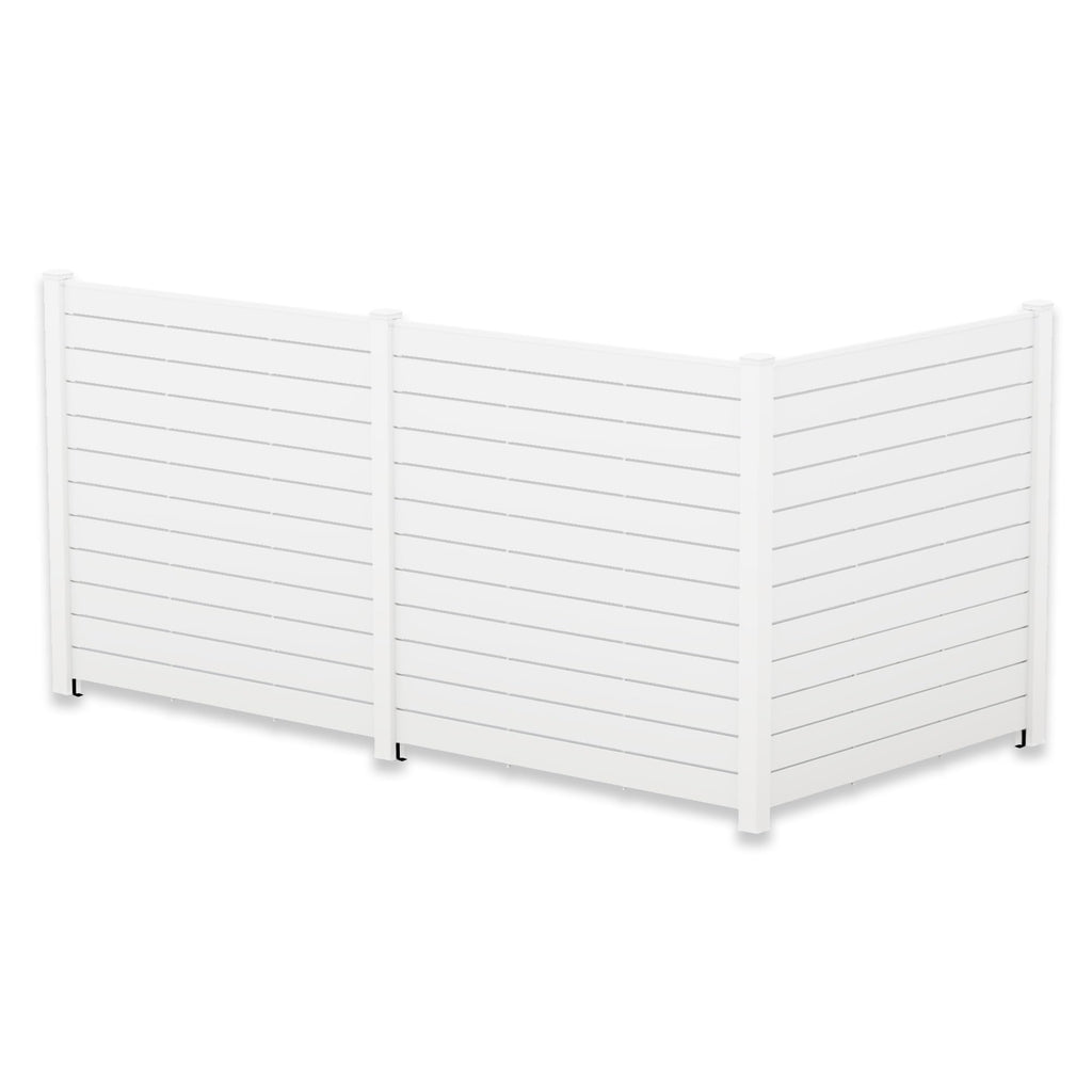 Kozyard 50" W x 48" H Outdoor Privacy Screens Aluminum Post, Air Conditioner Fence Panels, Pool Equipment Enclosure, Trash Can Screens Fence Kit for Outside Backyard Patio(Black/4Panels)