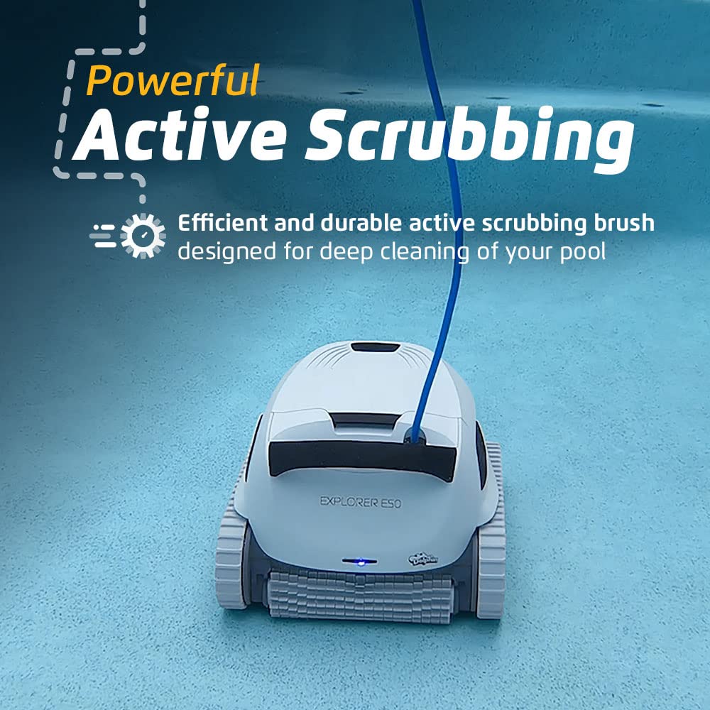 Dolphin Explorer E50 Wi-Fi Automatic Robotic Pool Vacuum Cleaner Includes Caddy for Easy Transport and Store, Ideal for Inground Pool Up to 50 Feet in Length
