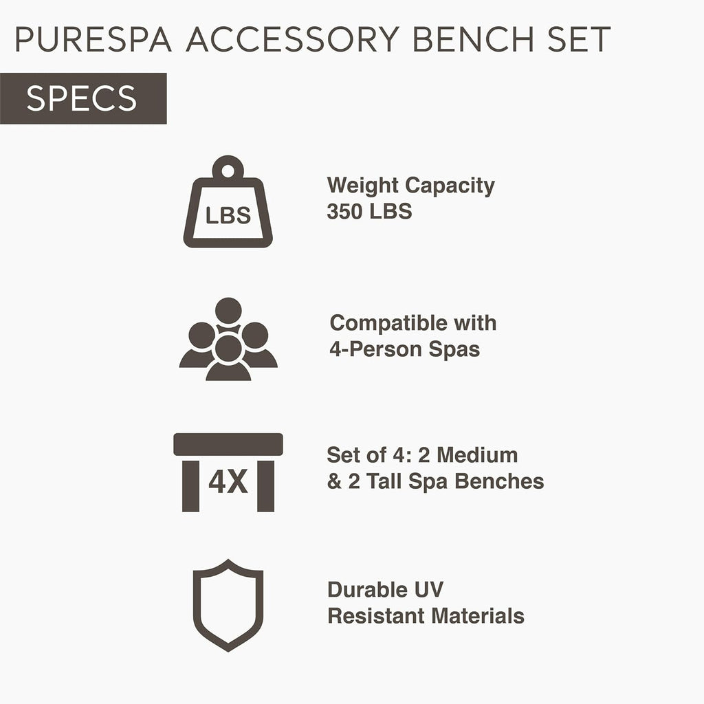 Intex 28429EP PureSpa Plus Portable Inflatable Hot Tub Bubble Jet Spa, 77 Inch x 28 Inch & 28514E Medium PureSpa Accessories Benches (2 Pack)