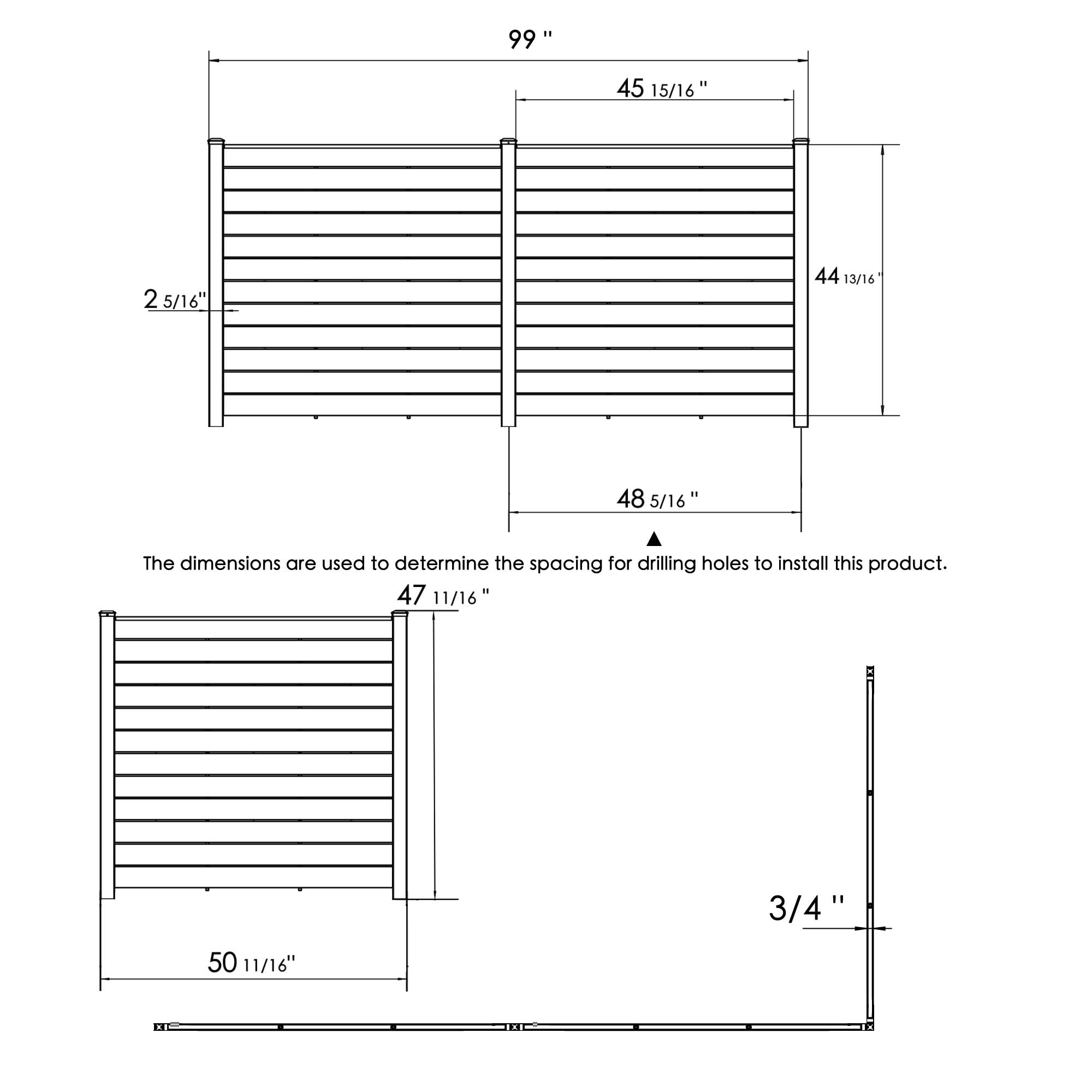 Kozyard 50" W x 48" H Outdoor Privacy Screens Aluminum Post, Air Conditioner Fence Panels, Pool Equipment Enclosure, Trash Can Screens Fence Kit for Outside Backyard Patio(Black/4Panels)