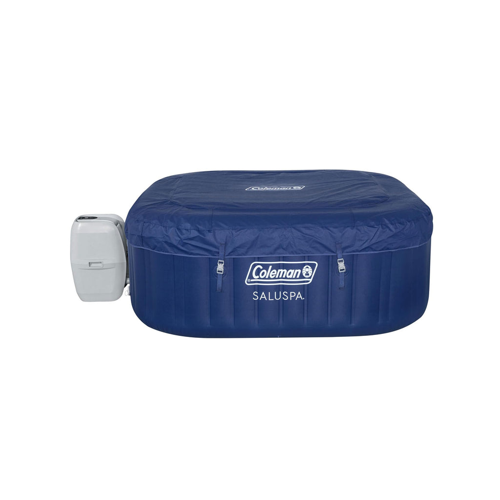 Coleman SaluSpa AirJet 4 to 6 Person Inflatable Hot Tub Square Portable Outdoor Spa with 140 Soothing AirJets and Insulated Cover, Gray