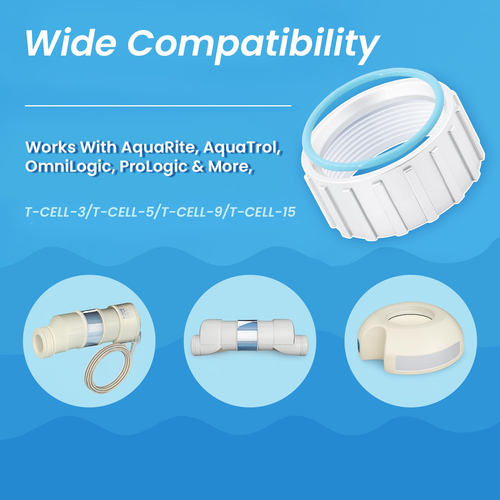 Salt Cell Replacement for Hayward T-Cell-15 – 3+ Year Titanium Core, Cuts Chlorine Costs Up to 56%, Compatible with AquaRite/AquaTrol/ProLogic/AQ-Logic Firmware 1.50+, 40,000 Gallon Pools