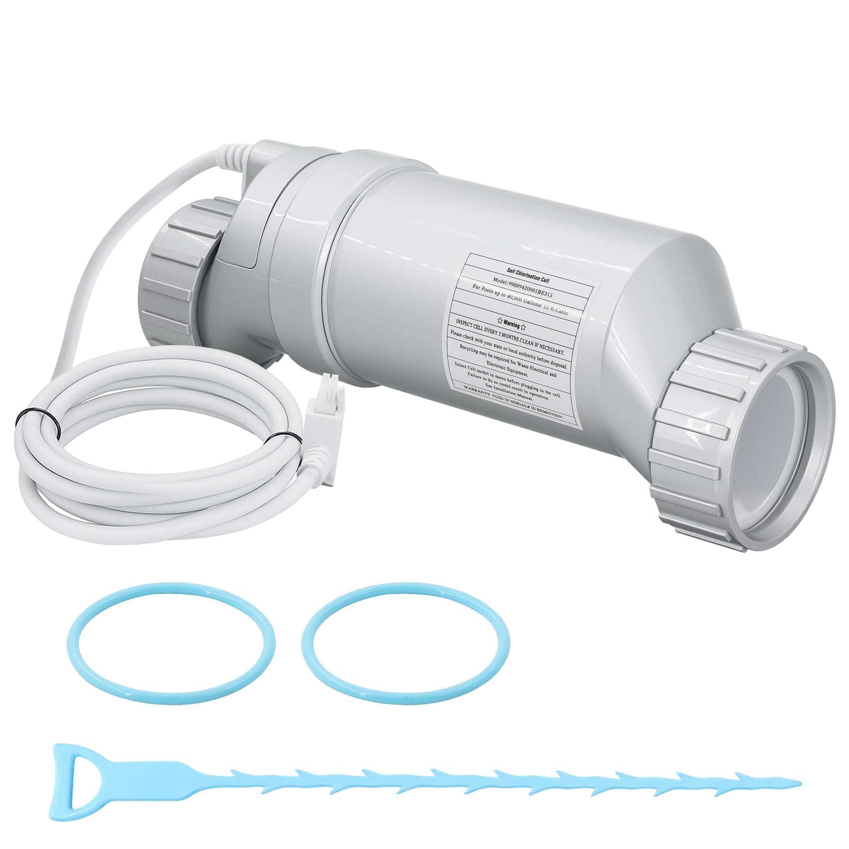 Salt Cell Replacement for Hayward T-Cell-15 – 3+ Year Titanium Core, Cuts Chlorine Costs Up to 56%, Compatible with AquaRite/AquaTrol/ProLogic/AQ-Logic Firmware 1.50+, 40,000 Gallon Pools