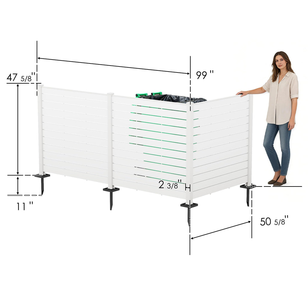 Kozyard 50" W x 48" H Outdoor Privacy Screens Aluminum Post, Air Conditioner Fence Panels, Pool Equipment Enclosure, Trash Can Screens Fence Kit for Outside Backyard Patio(Black/4Panels)