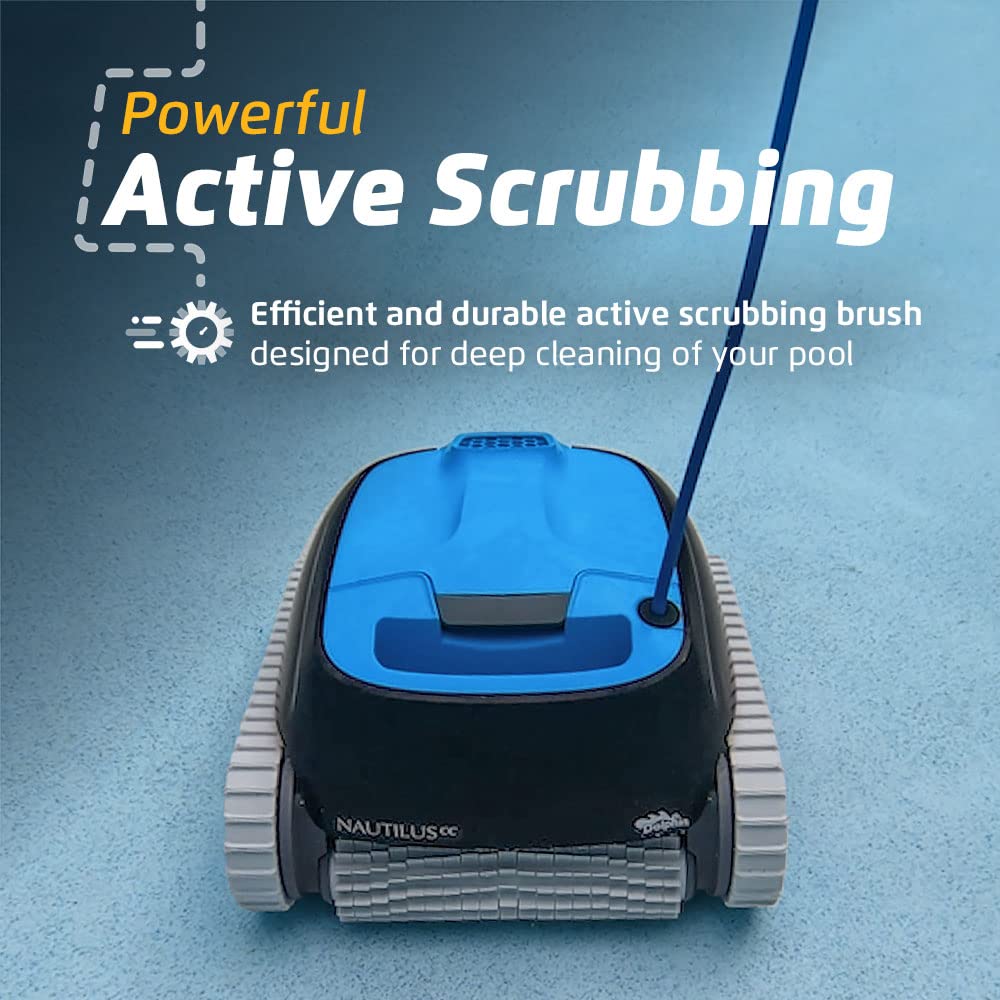 Dolphin Nautilus CC Automatic Robotic Pool Vacuum Cleaner, Wall Climbing Scrubber Brush, Top Load Filter Access, Ideal for Above/In-Ground Pools up to 33 FT in Length