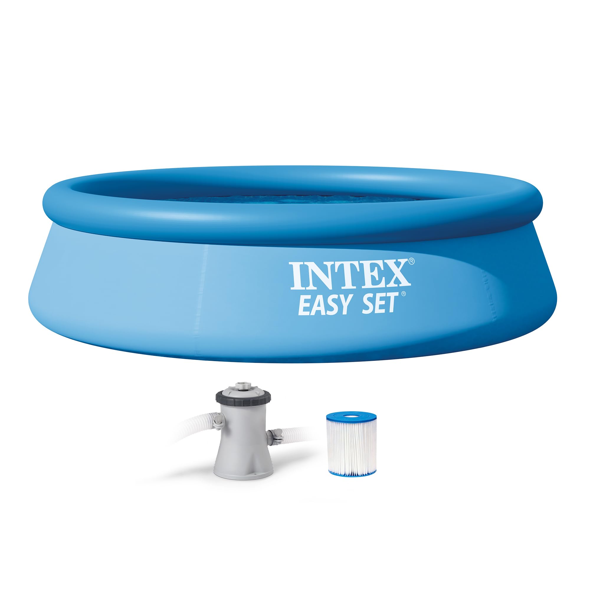 INTEX Easy Set 15 ft x 48in Above Ground Pool Set, Round Inflatable Swimming Pool with 1000 GPH Cartridge Filter Pump, Ladder, Cover, & Ground Cloth