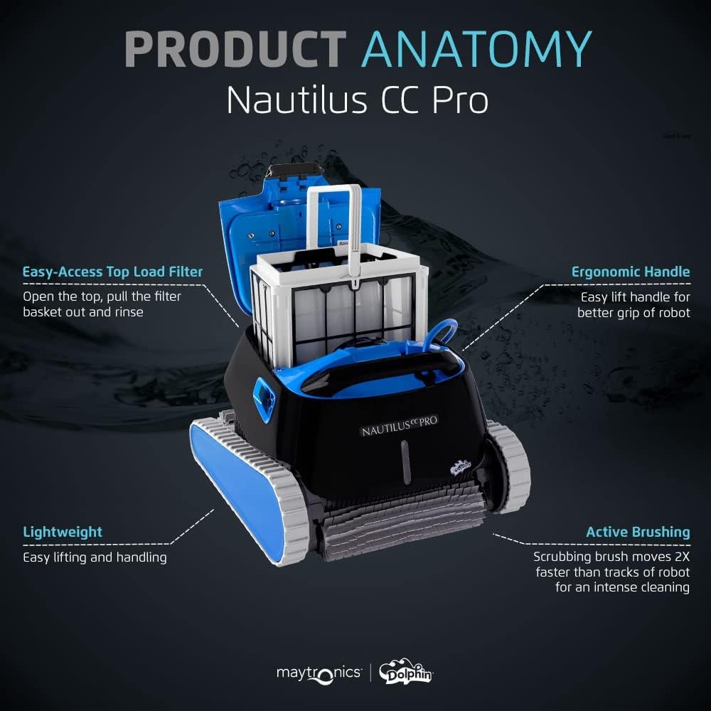 Dolphin Nautilus CC Pro Wi-Fi Automatic Robotic Pool Vacuum Cleaner, Wall Climbing, Waterline Scrubber Brush, Ideal for In-Ground Pools up to 50 FT in Length