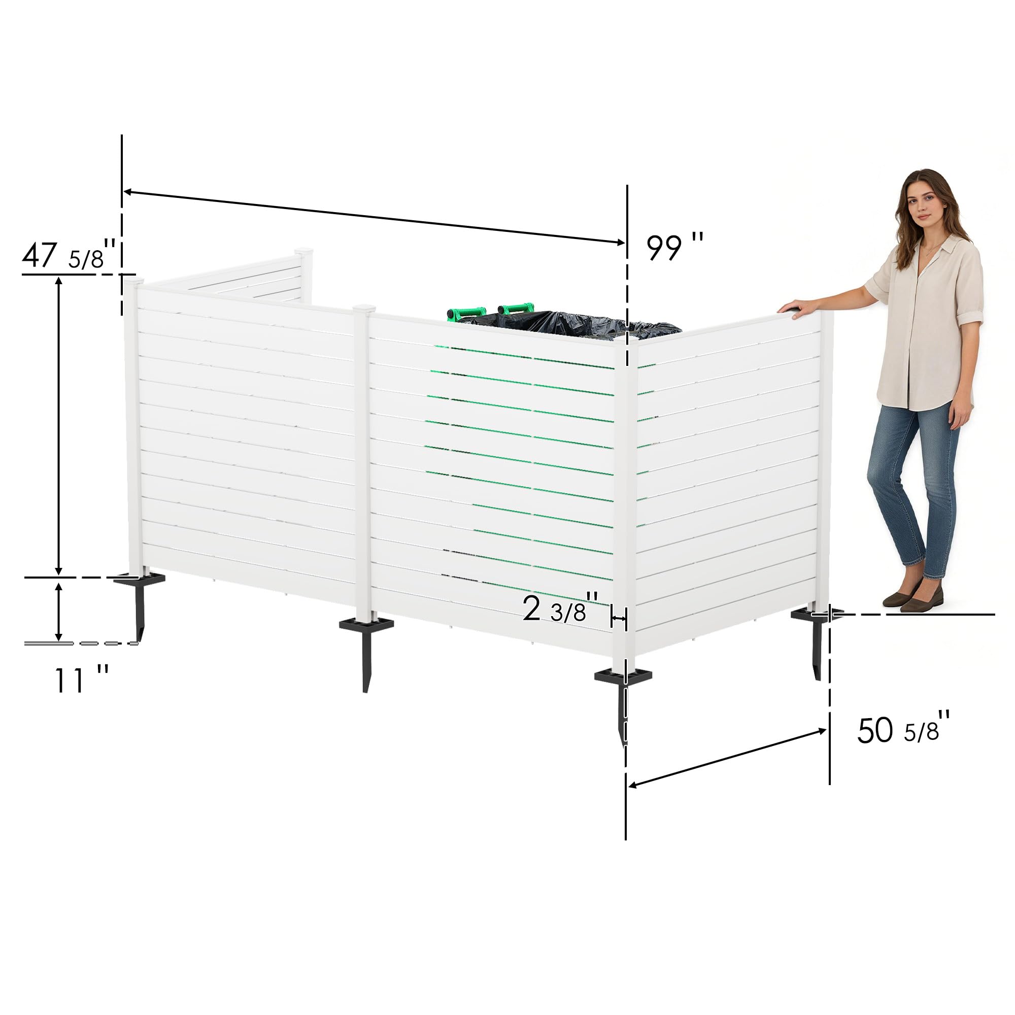 Kozyard 50" W x 48" H Outdoor Privacy Screens Aluminum Post, Air Conditioner Fence Panels, Pool Equipment Enclosure, Trash Can Screens Fence Kit for Outside Backyard Patio(Black/4Panels)