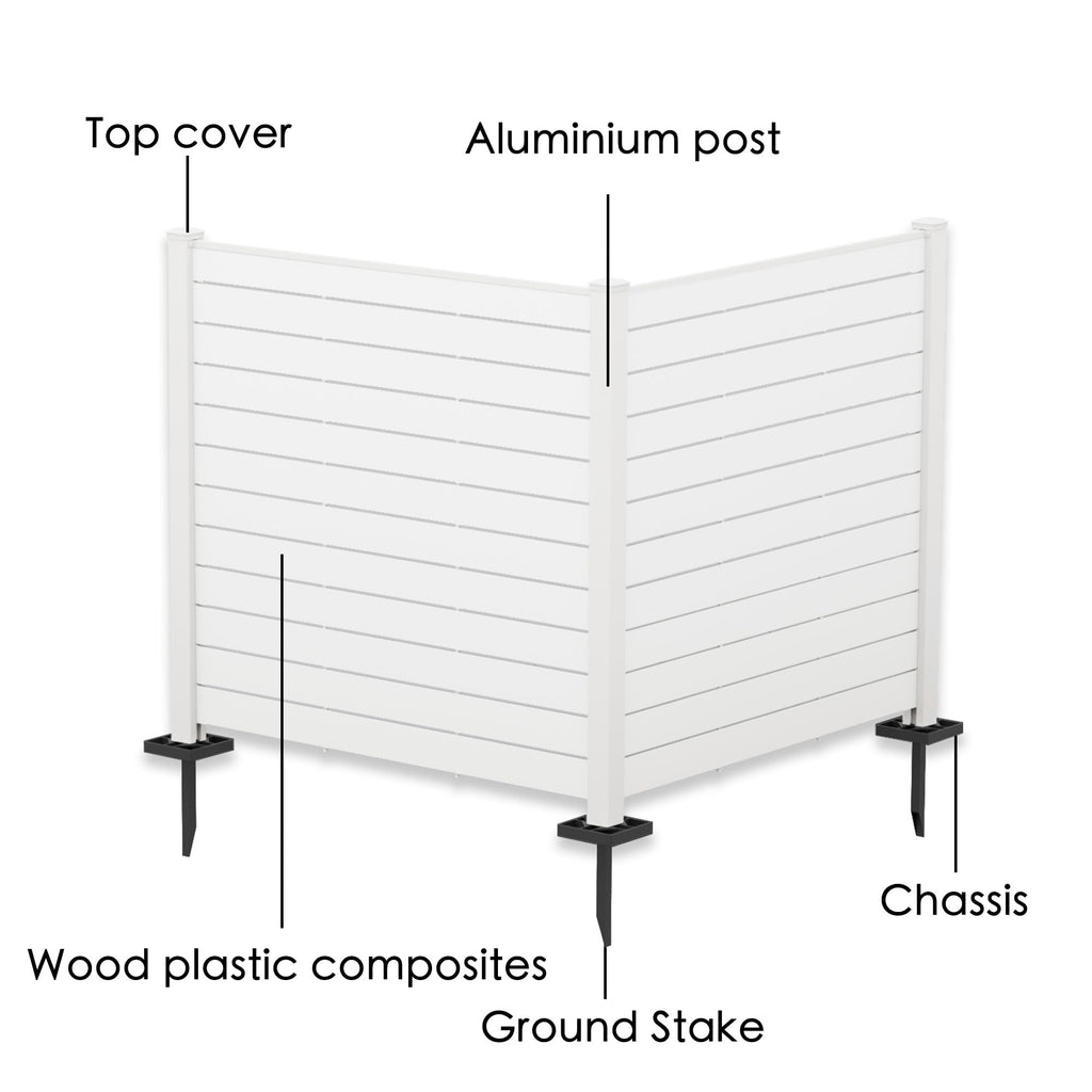 Kozyard 50" W x 48" H Outdoor Privacy Screens Aluminum Post, Air Conditioner Fence Panels, Pool Equipment Enclosure, Trash Can Screens Fence Kit for Outside Backyard Patio(Black/4Panels)