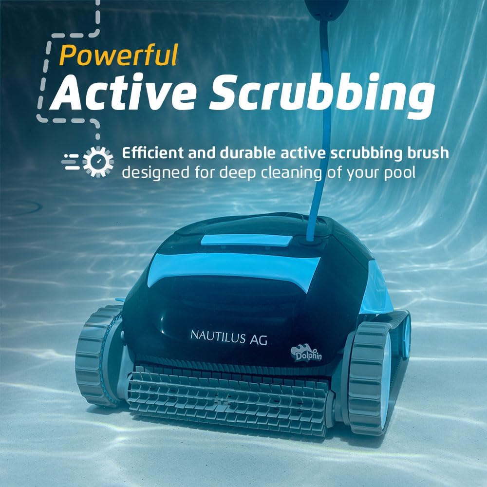 Dolphin (2026 Model) Nautilus AG Automatic Robotic Pool Vacuum Cleaner, Active Scrubber Brush, Top Load Filters Access, Ideal for Above-Ground Pools up to 33 FT in Length