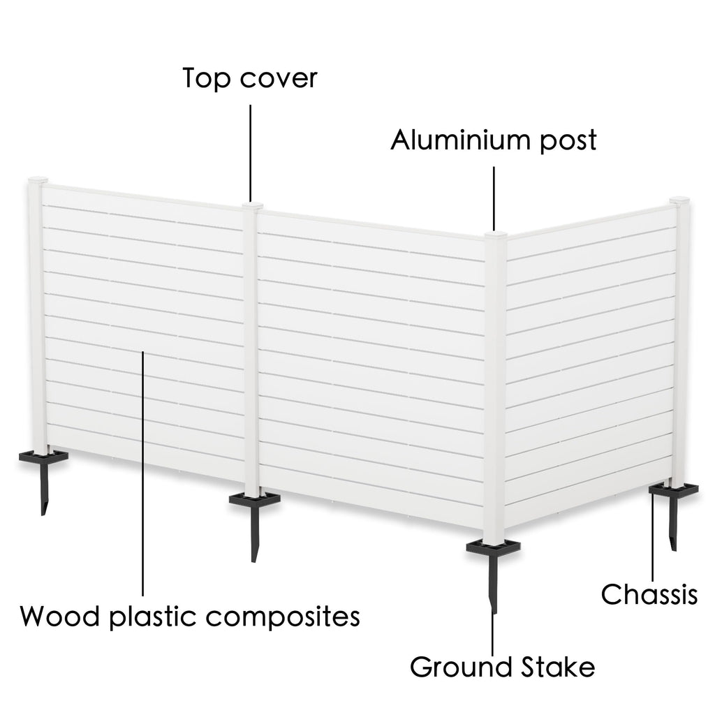 Kozyard 50" W x 48" H Outdoor Privacy Screens Aluminum Post, Air Conditioner Fence Panels, Pool Equipment Enclosure, Trash Can Screens Fence Kit for Outside Backyard Patio(Black/4Panels)