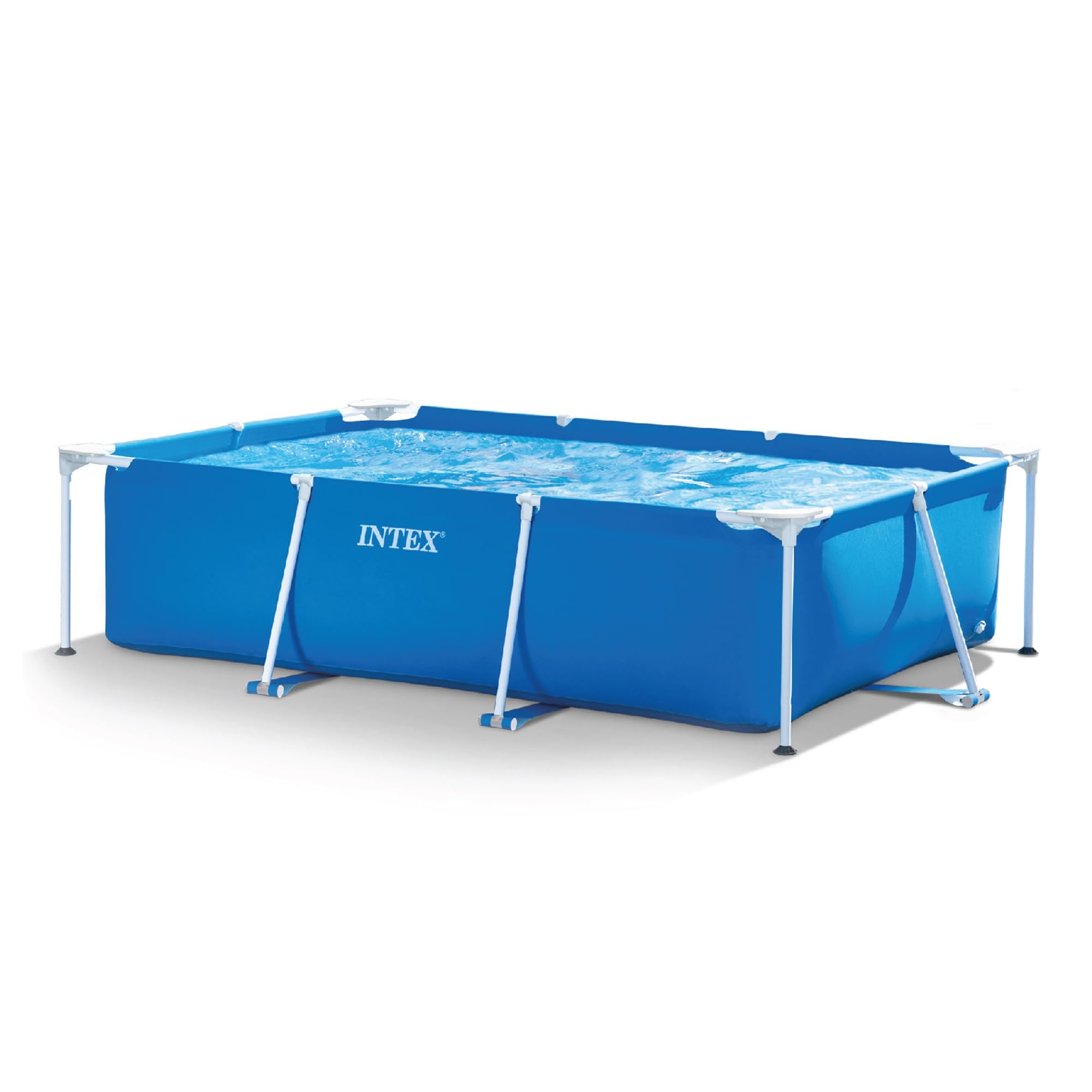 INTEX Rectangular Frame 9 ft 10 in x 6 ft 6.75 in x 29.5 in Above Ground Pool, Swimming Pool with Steel Frame, Pump Not Included