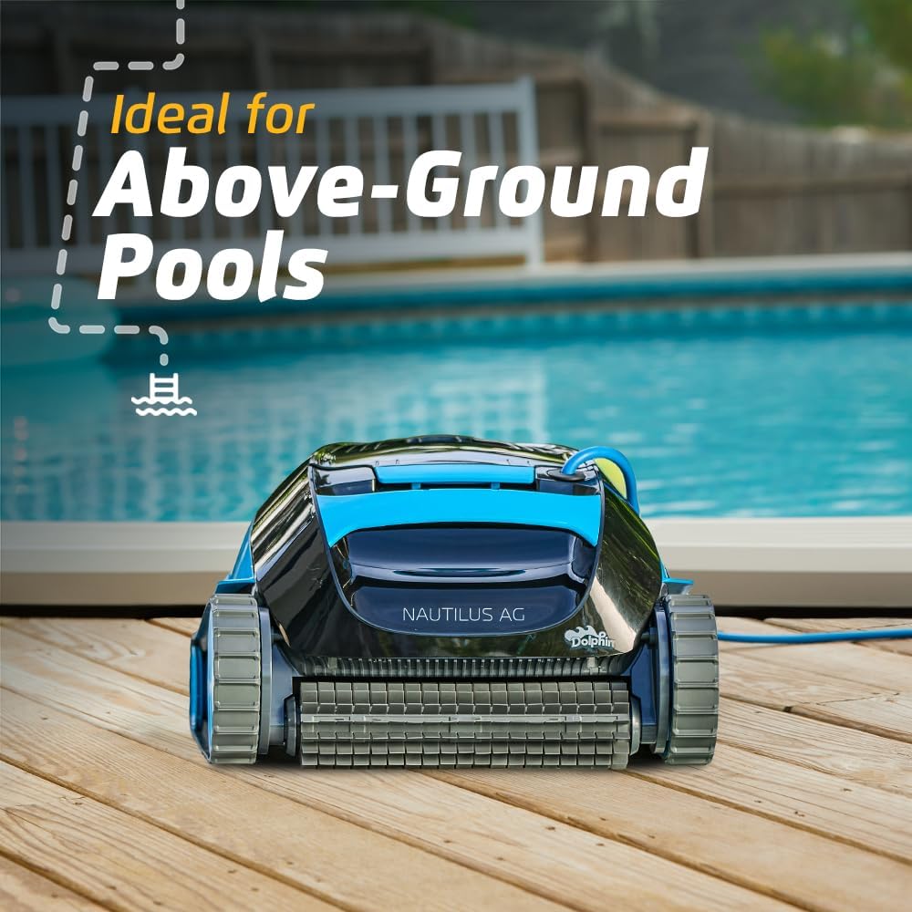 Dolphin (2026 Model) Nautilus AG Automatic Robotic Pool Vacuum Cleaner, Active Scrubber Brush, Top Load Filters Access, Ideal for Above-Ground Pools up to 33 FT in Length