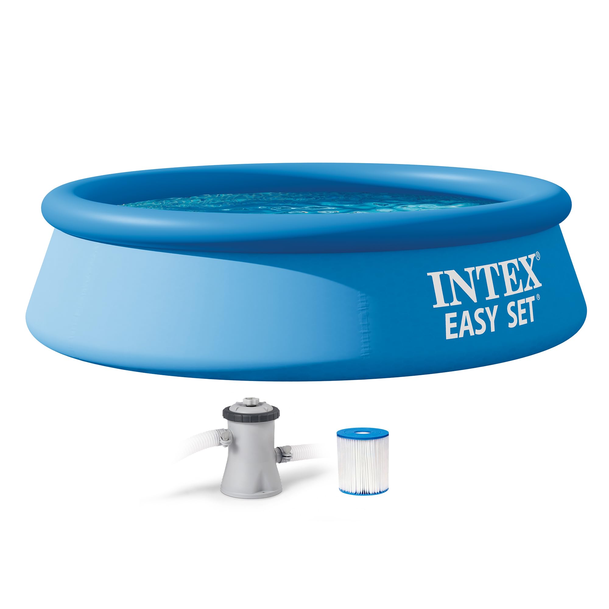 INTEX Easy Set 15 ft x 48in Above Ground Pool Set, Round Inflatable Swimming Pool with 1000 GPH Cartridge Filter Pump, Ladder, Cover, & Ground Cloth
