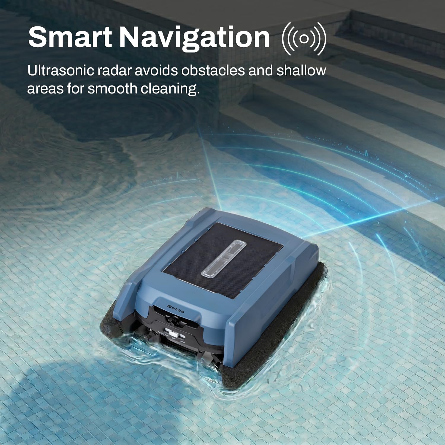 Betta Neo Solar-Powered Robotic Pool Skimmer with App Control & Ultra Long-Range Gateway System, Weather-Adaptive & Scheduled Cleaning, Dual Charging Options, for In-Ground & Above-Ground Pools (Grey)