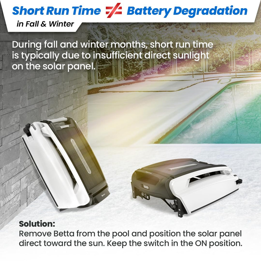 Betta SE Solar Powered Automatic Robotic Pool Surface Skimmer Cleaner with 24/7 Continuous Cleaning Battery Power and Re-Engineered Twin Salt Chlorine Tolerant Motors (Blue)