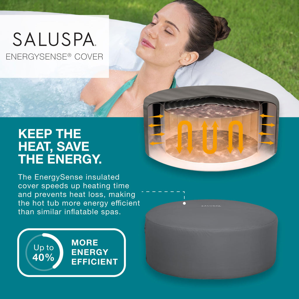 Bestway SaluSpa Cancun 2 to 4 Person Inflatable Hot Tub, Round Energy-Efficient Portable Outdoor Spa with 120 AirJets, 71" x 26"