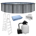 Blue Wave San Pedro 24-ft Round 52-in Deep Hard Sided Steel Frame Above Ground Pool with 6-in Steel Top Seats, Dual-Speed Sand Filter System, Ladder, Skimmer & Liner – 12,600 Gallon Cap for Family Use