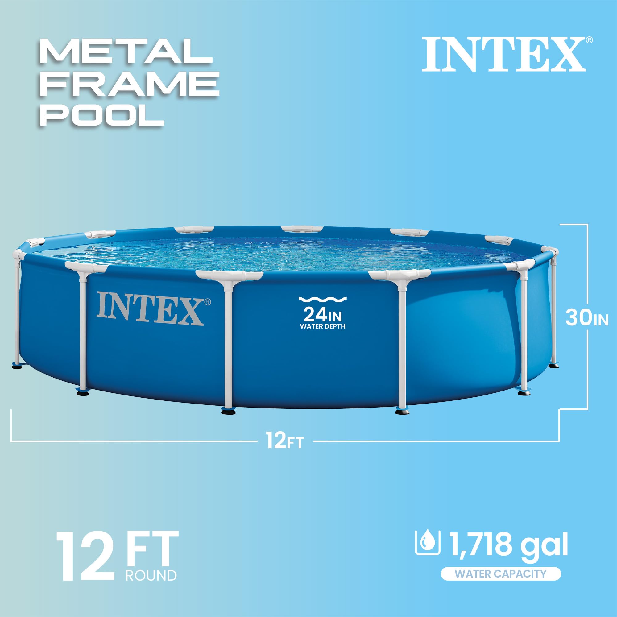 INTEX Metal Frame 15 ft x 48 in Above Ground Pool Set, Round Swimming Pool with Steel Frame, 1000 GPH Cartridge Filter Pump, and Type A Filter Cartridge