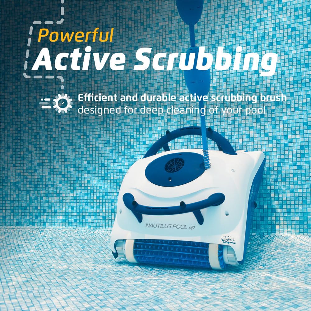 Dolphin Nautilus CC Automatic Robotic Pool Vacuum Cleaner, Wall Climbing Scrubber Brush, Top Load Filter Access, Ideal for Above/In-Ground Pools up to 33 FT in Length