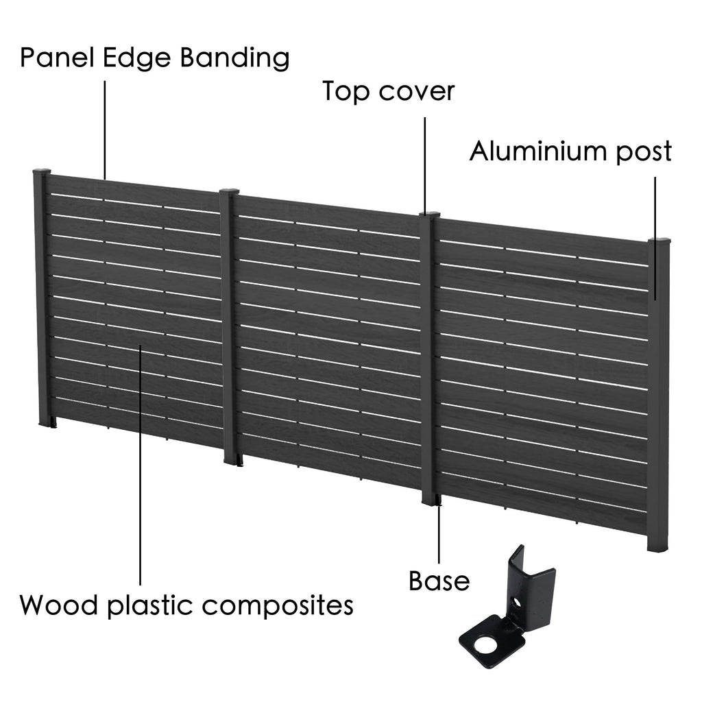 Kozyard 50" W x 48" H Outdoor Privacy Screens Aluminum Post, Air Conditioner Fence Panels, Pool Equipment Enclosure, Trash Can Screens Fence Kit for Outside Backyard Patio(Black/4Panels)