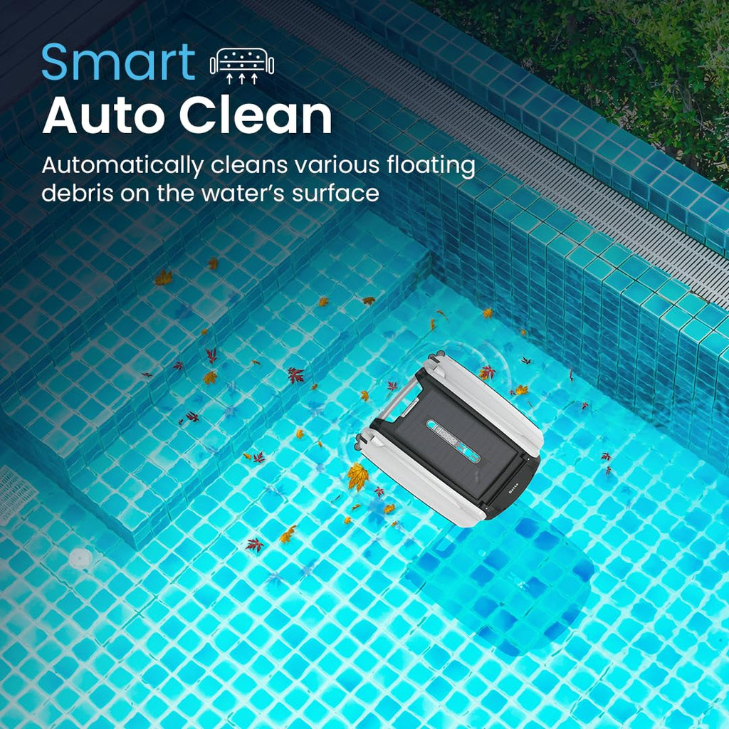 Betta SE Solar Powered Automatic Robotic Pool Surface Skimmer Cleaner with 24/7 Continuous Cleaning Battery Power and Re-Engineered Twin Salt Chlorine Tolerant Motors (Blue)