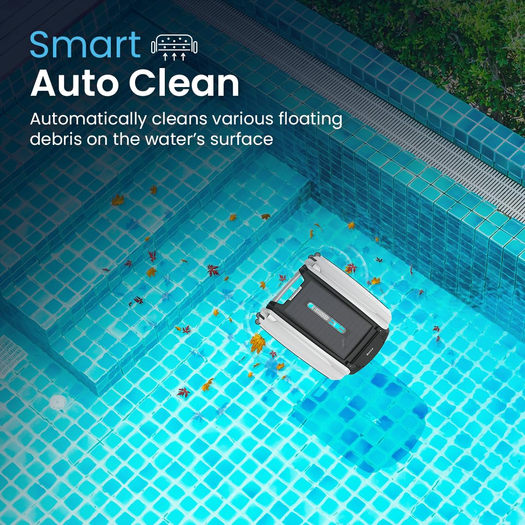 Betta SE Solar Powered Automatic Robotic Pool Surface Skimmer Cleaner with 24/7 Continuous Cleaning Battery Power and Re-Engineered Twin Salt Chlorine Tolerant Motors (Blue)
