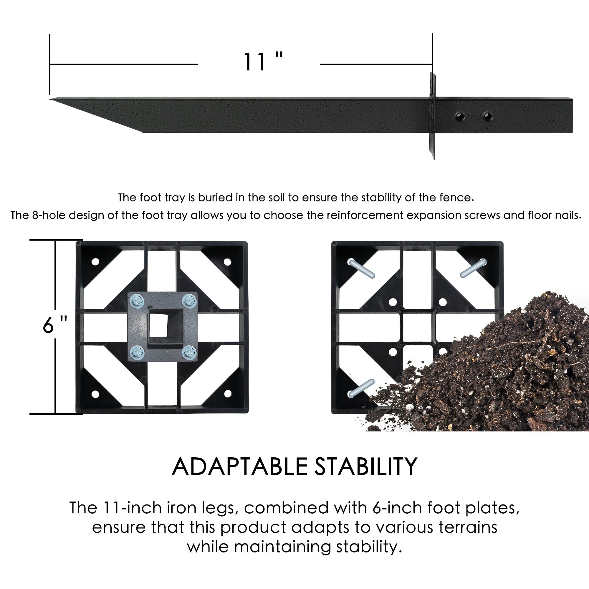 Kozyard 50" W x 48" H Outdoor Privacy Screens Aluminum Post, Air Conditioner Fence Panels, Pool Equipment Enclosure, Trash Can Screens Fence Kit for Outside Backyard Patio(Black/4Panels)