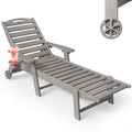 Lounge Chair Outdoor Set of 2, HDPE Chaise Lounge Outdoor, Pool Lounge Chair for Pool Poolside Deck Backyard Patio, Teak