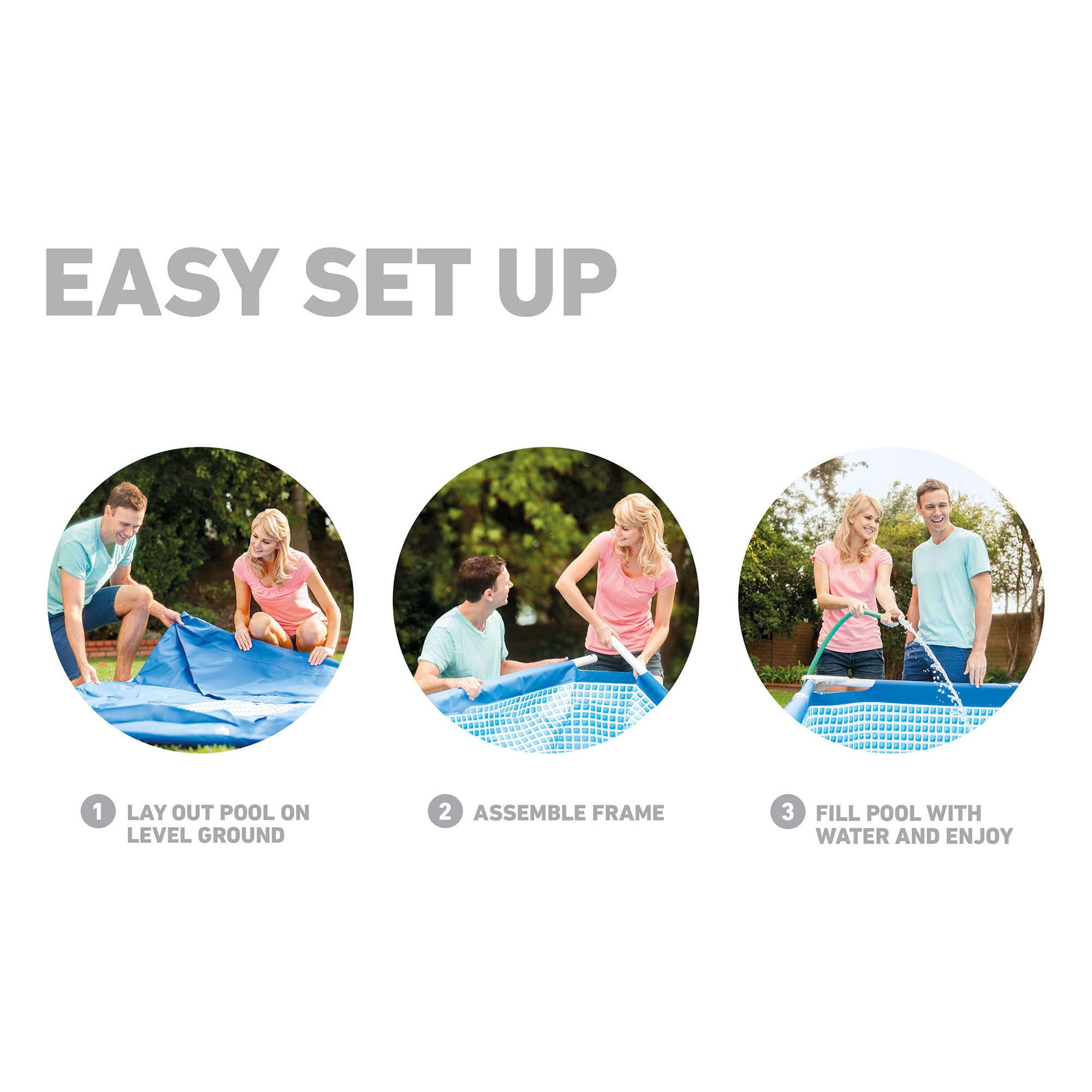 INTEX Rectangular Frame 9 ft 10 in x 6 ft 6.75 in x 29.5 in Above Ground Pool, Swimming Pool with Steel Frame, Pump Not Included