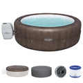 Bestway SaluSpa St Moritz Large Round AirJet 7 Person Inflatable Hot Tub Portable Outdoor Spa with 180 Soothing AirJets and Cover, Brown