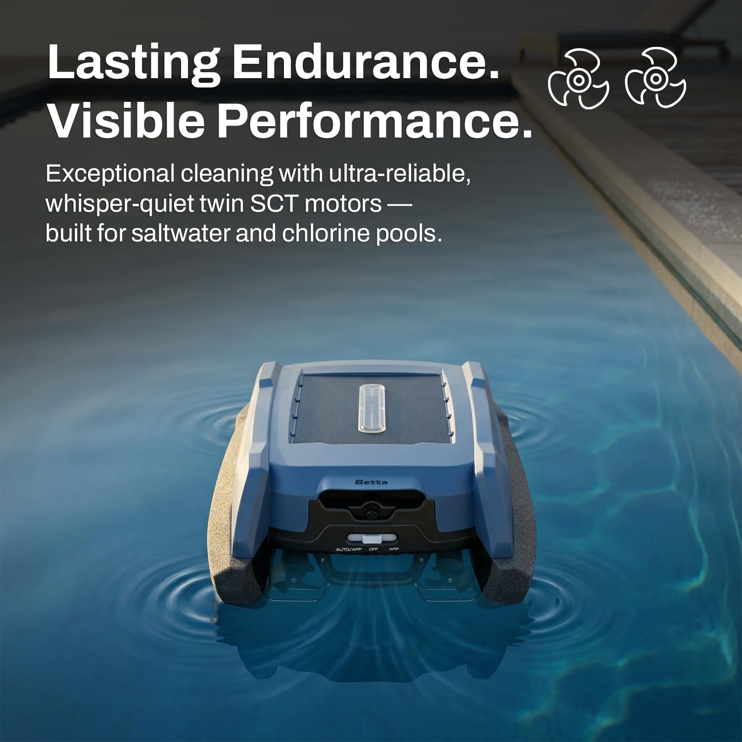 Betta Neo Solar-Powered Robotic Pool Skimmer with App Control & Ultra Long-Range Gateway System, Weather-Adaptive & Scheduled Cleaning, Dual Charging Options, for In-Ground & Above-Ground Pools (Grey)