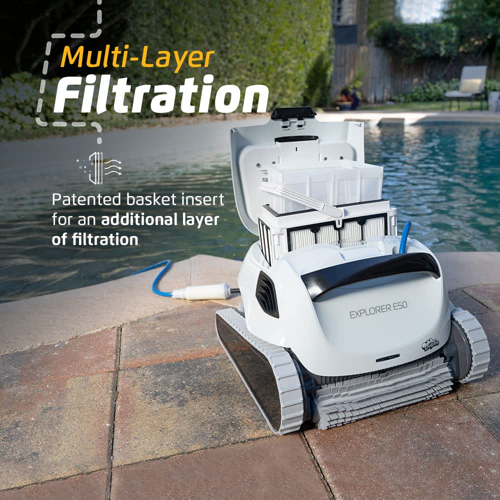 Dolphin (2026 Model) Explorer E25 Wi-Fi Robotic Pool Vacuum Cleaner Pools up to 50 FT - Waterline Scrubber Brush