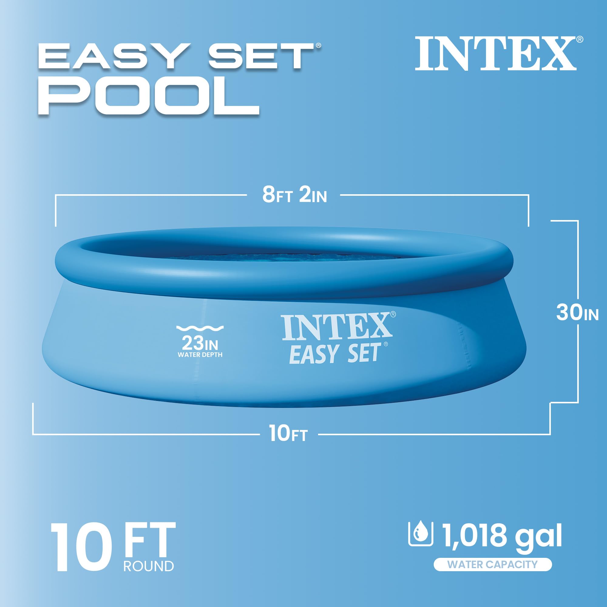 INTEX Easy Set 15 ft x 48in Above Ground Pool Set, Round Inflatable Swimming Pool with 1000 GPH Cartridge Filter Pump, Ladder, Cover, & Ground Cloth