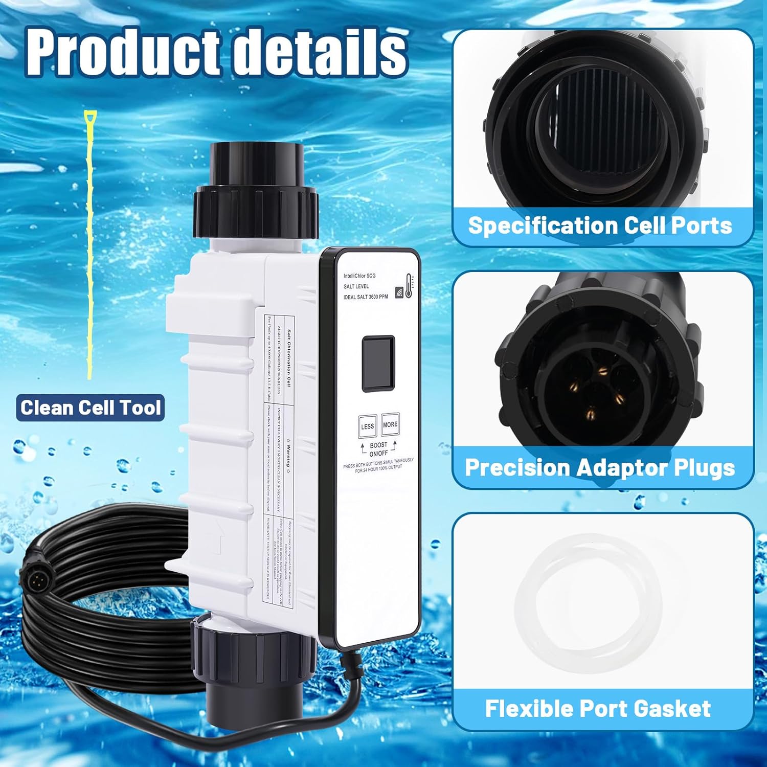 Upgraded EC-520555 Pool Salt Cell Chlorine Generator Compatible with Pentair Intellichlor IC40 Saltwater Chlorinator for 40K Gallon Water Automation System