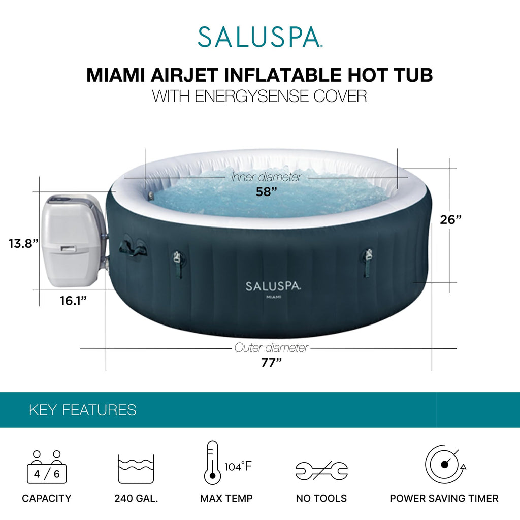 Bestway SaluSpa Cancun 2 to 4 Person Inflatable Hot Tub, Round Energy-Efficient Portable Outdoor Spa with 120 AirJets, 71" x 26"