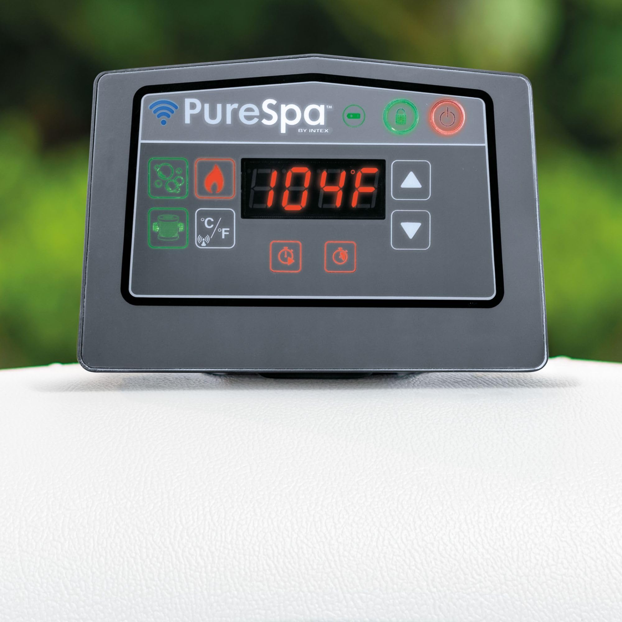 INTEX 28439EH PureSpa Greywood Deluxe Spa Set: Includes Energy Efficient Spa Cover - 140 Bubble Jets - Round Design - 4 Person Capacity - 77" x 28"