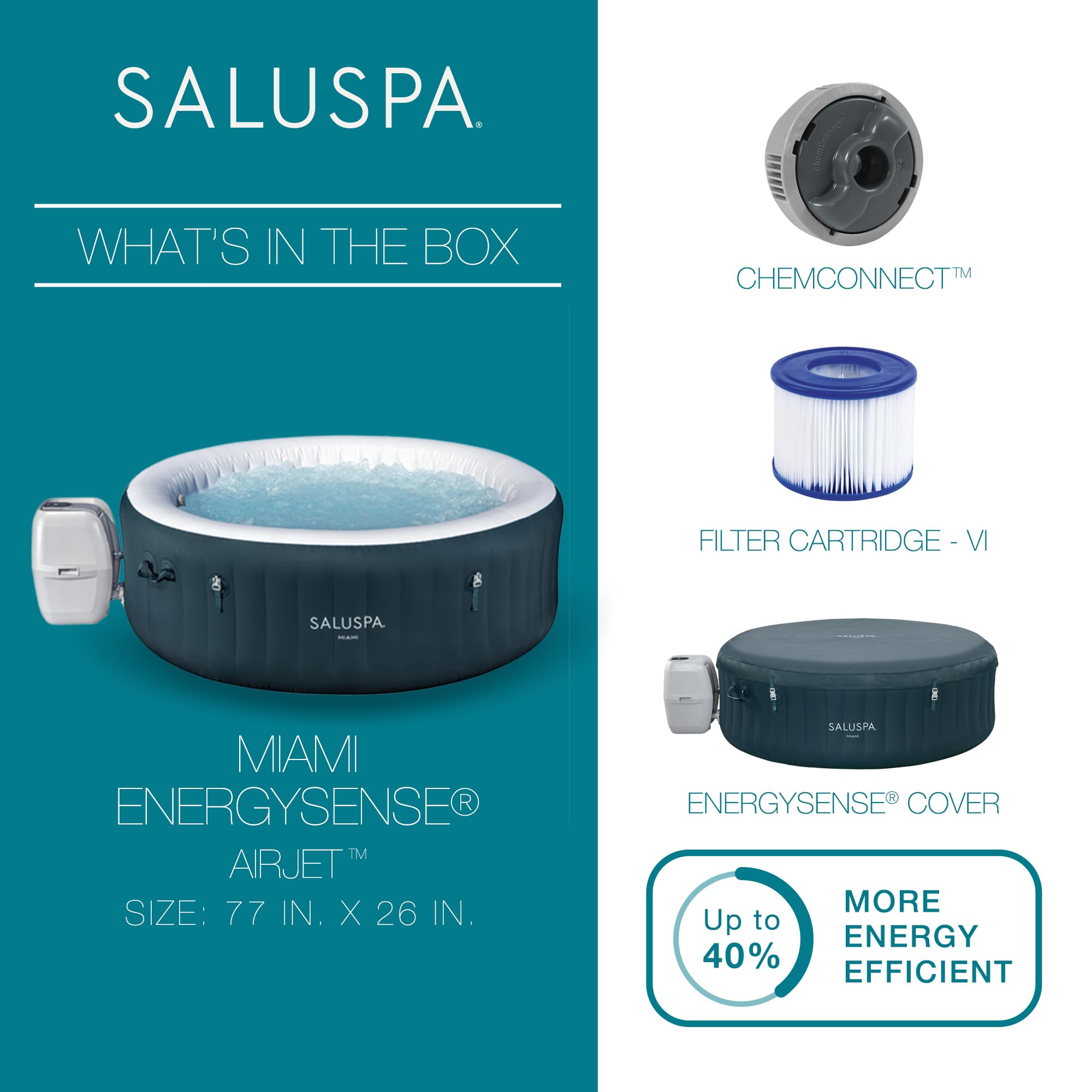 Bestway SaluSpa Cancun 2 to 4 Person Inflatable Hot Tub, Round Energy-Efficient Portable Outdoor Spa with 120 AirJets, 71" x 26"
