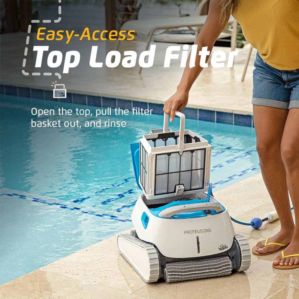Dolphin Proteus DX3 Automatic Robotic Pool Vacuum Cleaner, Wall Climbing, Active Scrubber Brush, Ideal for In-ground Pools up to 33 FT in Length