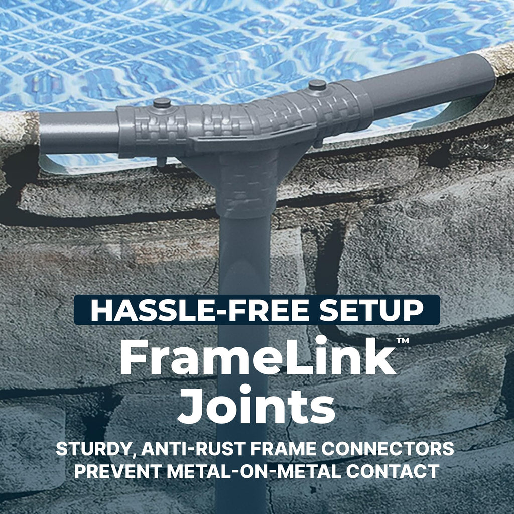 Bestway Steel Pro MAX 14' x 33" Round Above Ground Swimming Pool Set, 530 GPH Filter Pump, Tritech Puncture Resistant Liner, ClickConnect Steel Frame, Gray