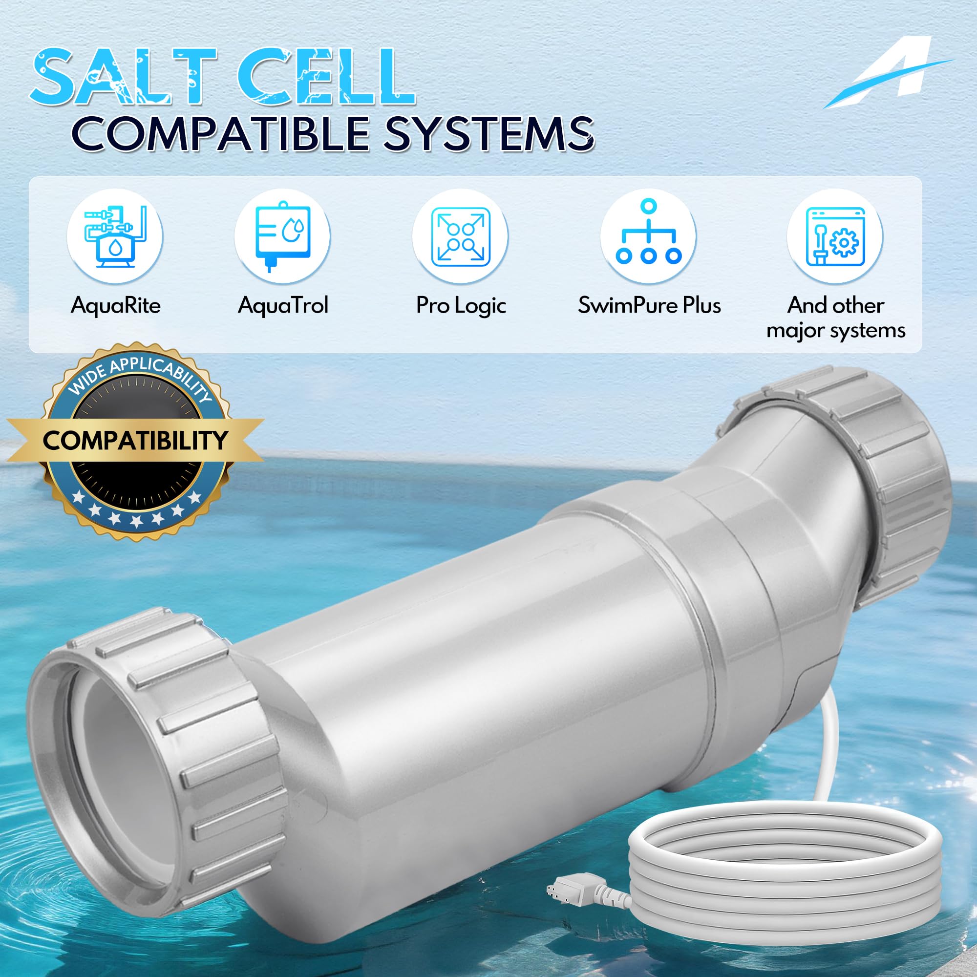 T-15 Salt Cell Replacement for Hayward W3T-CELL-15, 40,000 Gallon Pool, Upgraded Silver Edition Fits AquaRite, ProLogic, SwimPure Plus 2-Year Warranty
