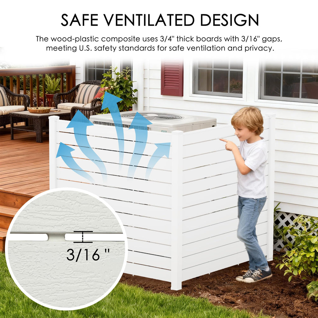 Kozyard 50" W x 48" H Outdoor Privacy Screens Aluminum Post, Air Conditioner Fence Panels, Pool Equipment Enclosure, Trash Can Screens Fence Kit for Outside Backyard Patio(Black/4Panels)