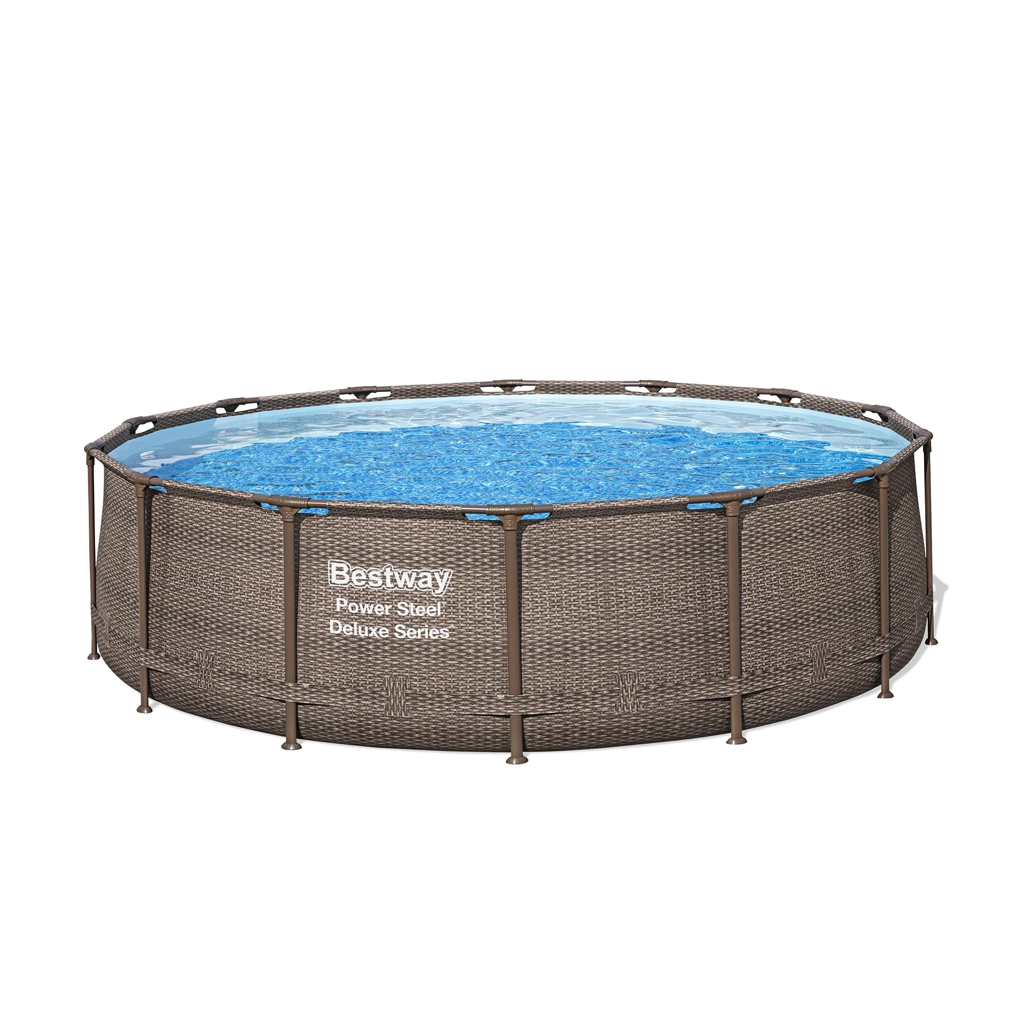 Bestway Power Steel 14’ x 42” Round Above Ground Outdoor Backyard Swimming Pool Set with 1,000 GPH Filter Pump, Ladder, and Pool Cover