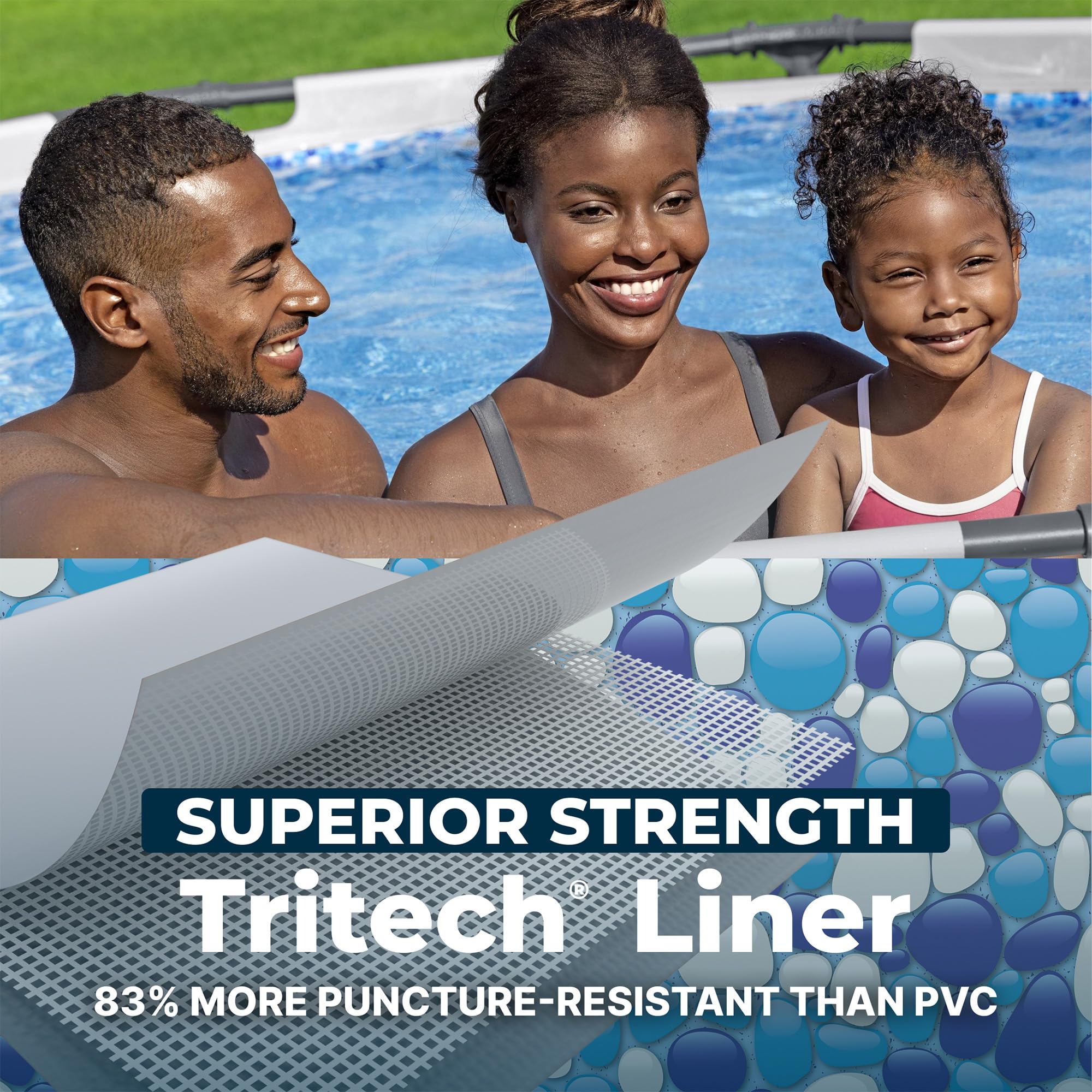 Bestway Steel Pro MAX 14' x 33" Round Above Ground Swimming Pool Set, 530 GPH Filter Pump, Tritech Puncture Resistant Liner, ClickConnect Steel Frame, Gray