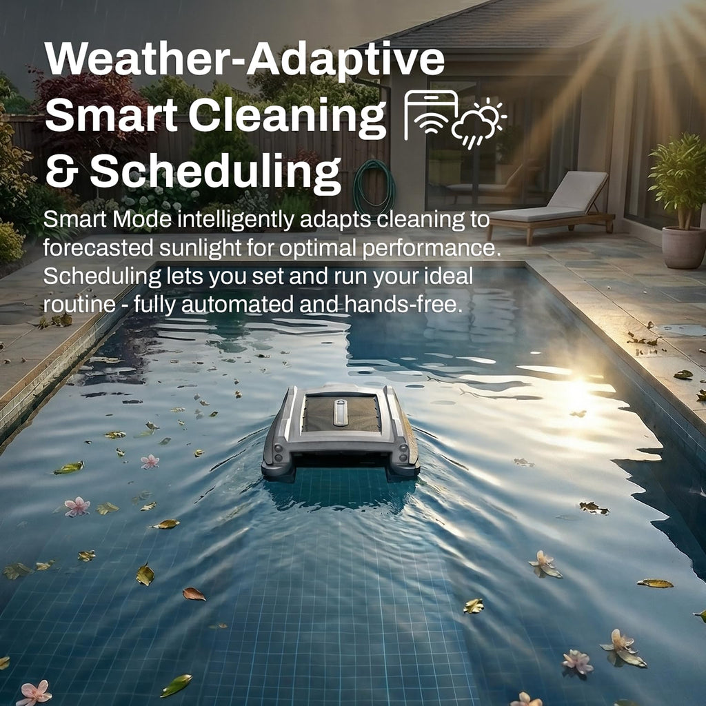 Betta Neo Solar-Powered Robotic Pool Skimmer with App Control & Ultra Long-Range Gateway System, Weather-Adaptive & Scheduled Cleaning, Dual Charging Options, for In-Ground & Above-Ground Pools (Grey)
