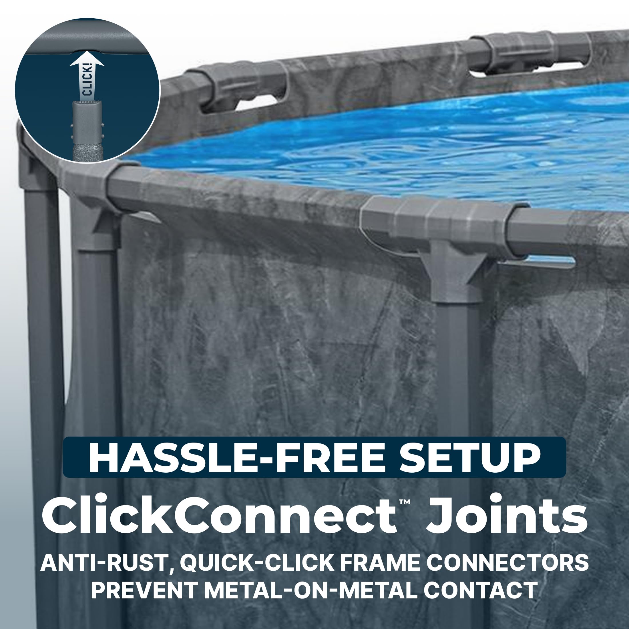 Bestway APX 365 18' x 52" Above Ground Pool, Round Metal Frame Outdoor Swimming Pool Set with Sand Filter Pump, Ladder, and Cover, Dark Marble