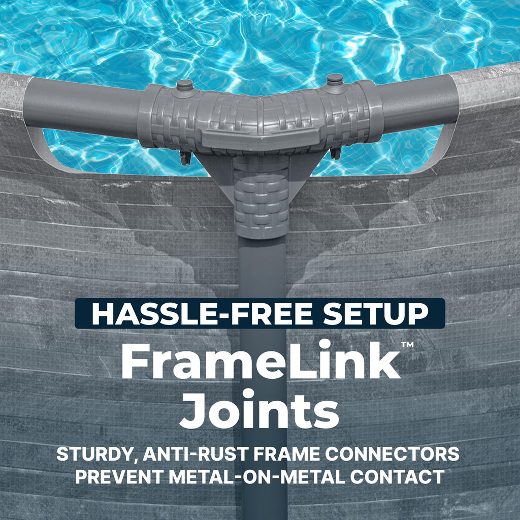 Bestway Steel Pro MAX 14' x 33" Round Above Ground Swimming Pool Set, 530 GPH Filter Pump, Tritech Puncture Resistant Liner, ClickConnect Steel Frame, Gray