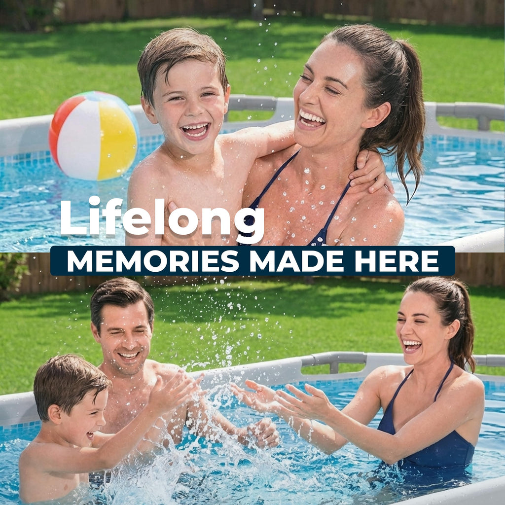 Bestway Steel Pro MAX 14' x 8'2" x 39.5" Oval Above Ground Swimming Pool Set, 530 GPH Filter Pump, Ladder, Tritech Puncture Resistant Liner, ClickConnect Steel Frame, Gray